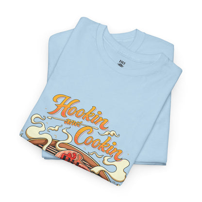 Grillmaster BBQ T‑Shirt — "Hookin' & Cookin'" Vintage Barbecue Graphic Tee