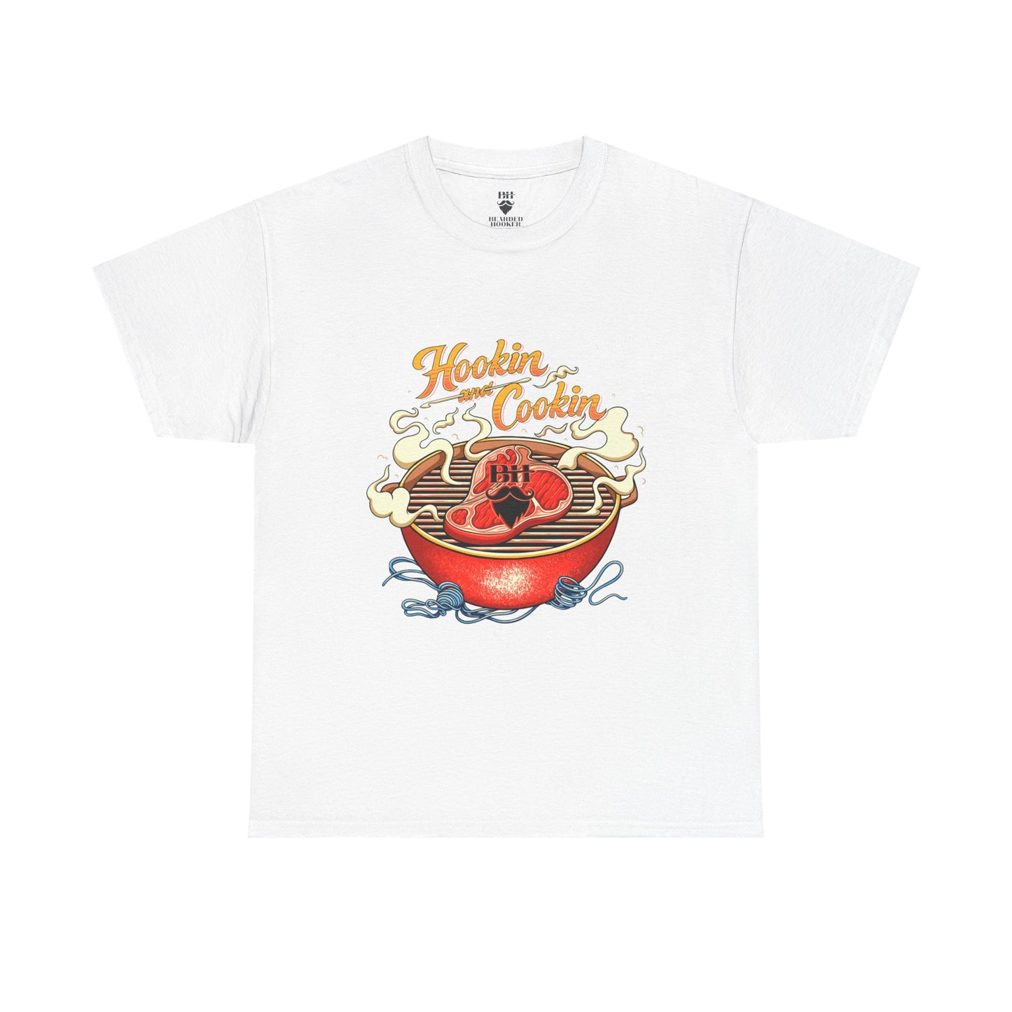 Grillmaster BBQ T‑Shirt — "Hookin' & Cookin'" Vintage Barbecue Graphic Tee