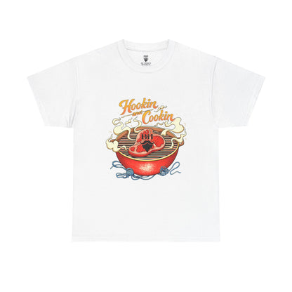 Grillmaster BBQ T‑Shirt — "Hookin' & Cookin'" Vintage Barbecue Graphic Tee
