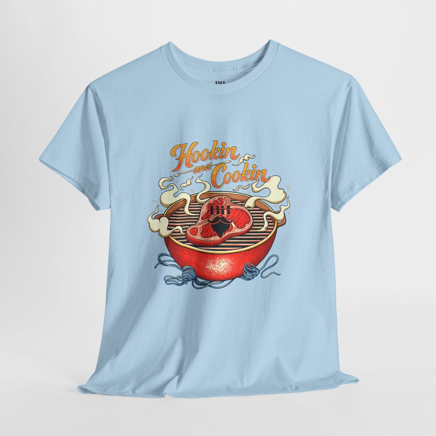 Grillmaster BBQ T‑Shirt — "Hookin' & Cookin'" Vintage Barbecue Graphic Tee