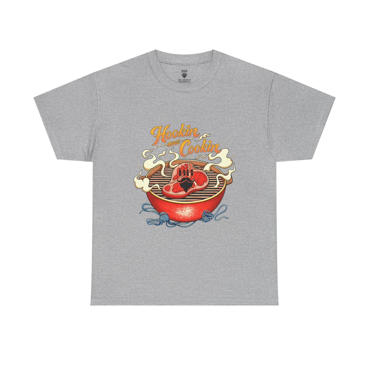 Grillmaster BBQ T‑Shirt — "Hookin' & Cookin'" Vintage Barbecue Graphic Tee