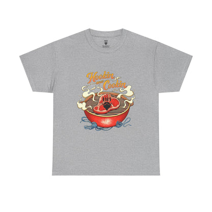 Grillmaster BBQ T‑Shirt — "Hookin' & Cookin'" Vintage Barbecue Graphic Tee