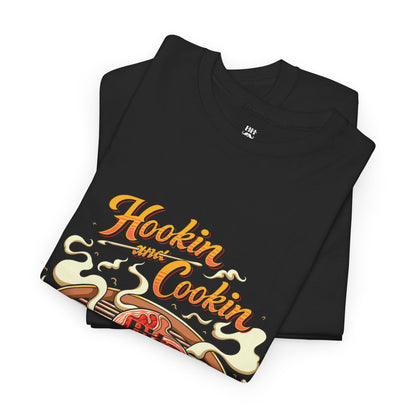 Grillmaster BBQ T‑Shirt — "Hookin' & Cookin'" Vintage Barbecue Graphic Tee