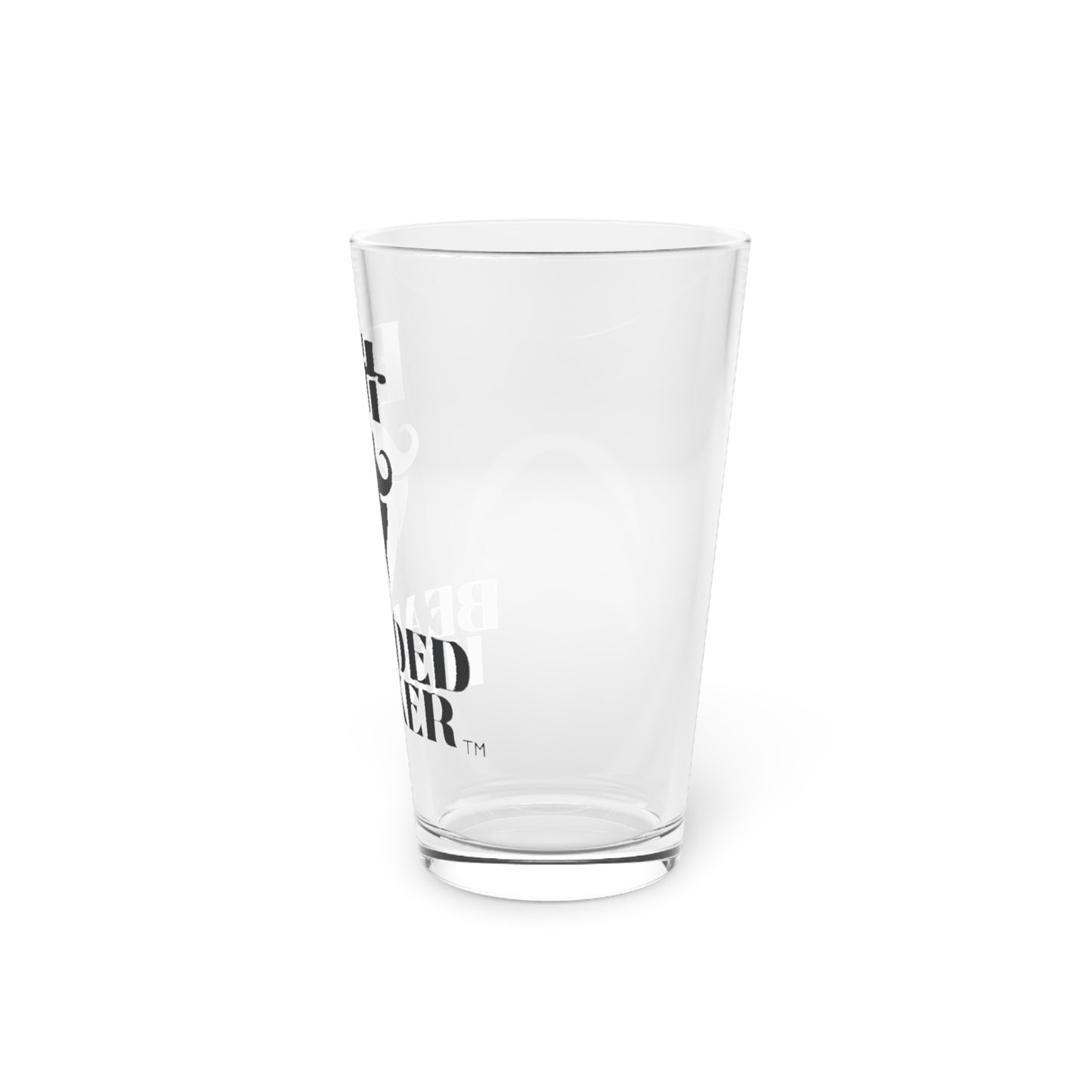 Bearded Hooker Pint Glass — 16oz Beer Glass with Beard & Mustache Logo