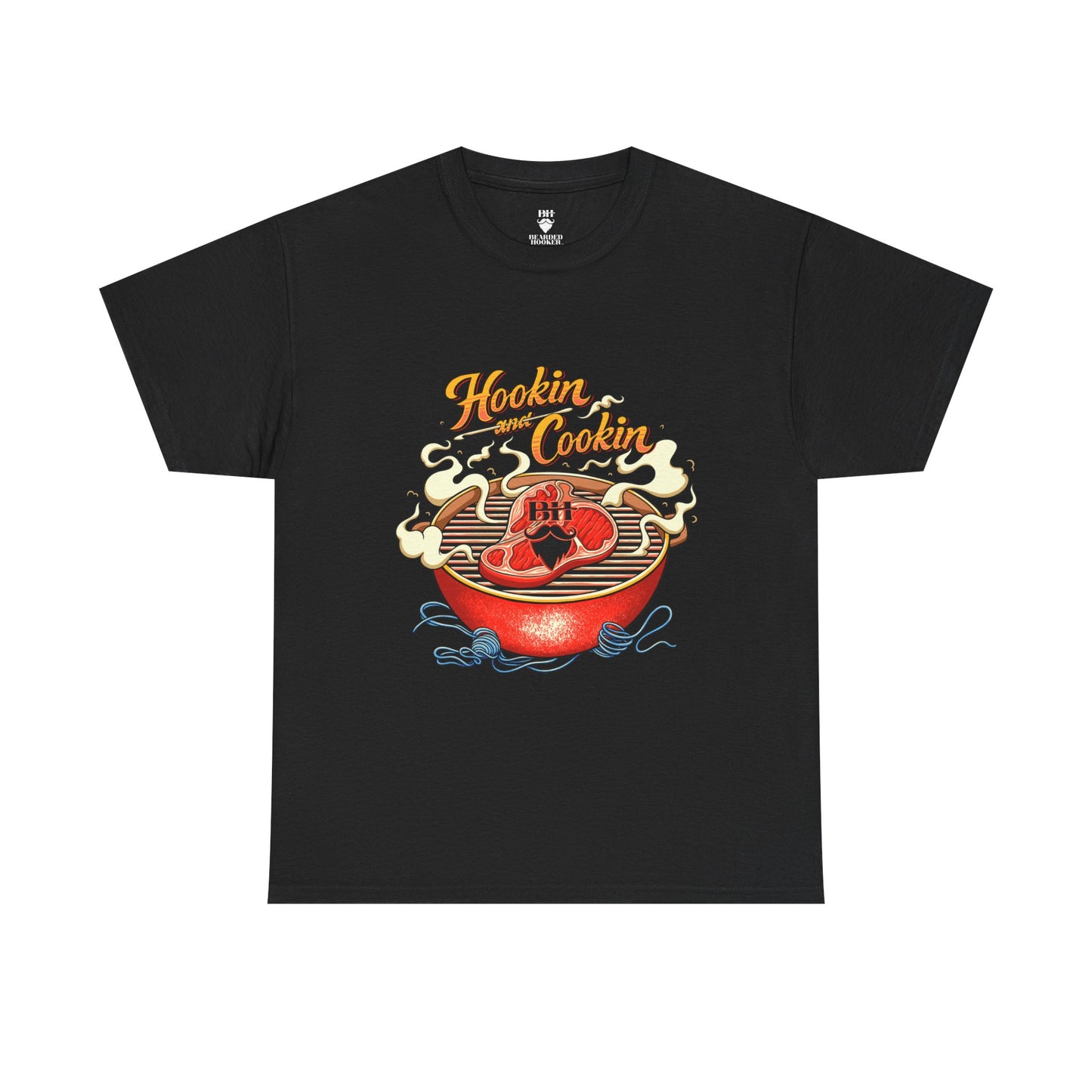 Grillmaster BBQ T‑Shirt — "Hookin' & Cookin'" Vintage Barbecue Graphic Tee