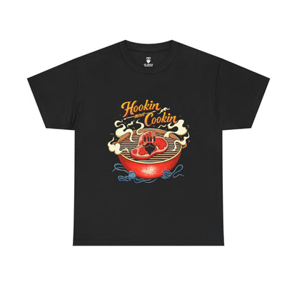 Grillmaster BBQ T‑Shirt — "Hookin' & Cookin'" Vintage Barbecue Graphic Tee