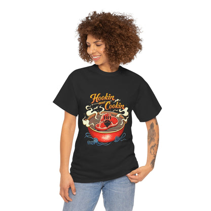 Grillmaster BBQ T‑Shirt — "Hookin' & Cookin'" Vintage Barbecue Graphic Tee