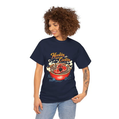 Grillmaster BBQ T‑Shirt — "Hookin' & Cookin'" Vintage Barbecue Graphic Tee