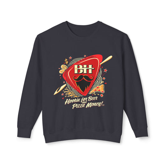 Pizza & Beer Crewneck Sweatshirt — "Hookin' for Beer Pizza Money!"