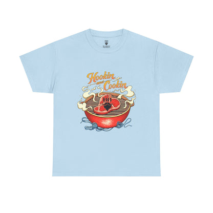 Grillmaster BBQ T‑Shirt — "Hookin' & Cookin'" Vintage Barbecue Graphic Tee