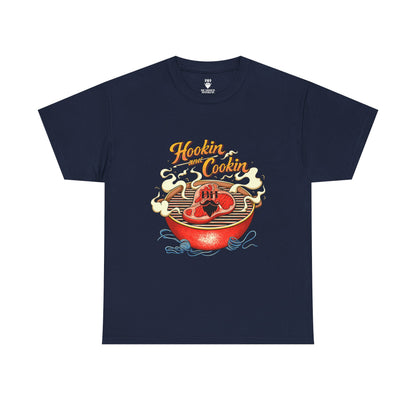 Grillmaster BBQ T‑Shirt — "Hookin' & Cookin'" Vintage Barbecue Graphic Tee