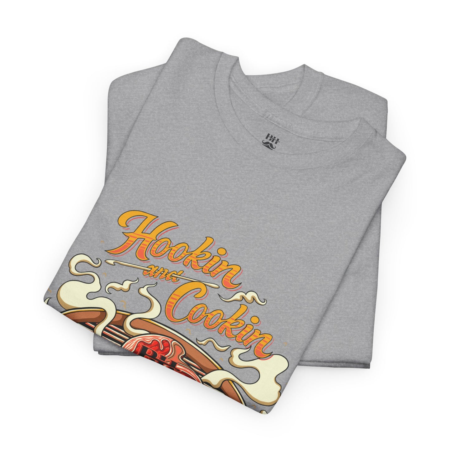 Grillmaster BBQ T‑Shirt — "Hookin' & Cookin'" Vintage Barbecue Graphic Tee