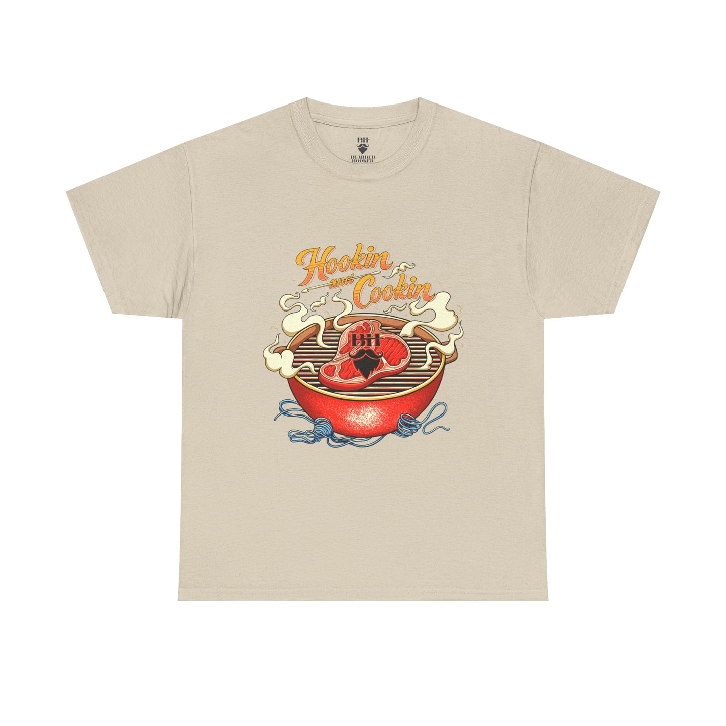 Grillmaster BBQ T‑Shirt — "Hookin' & Cookin'" Vintage Barbecue Graphic Tee