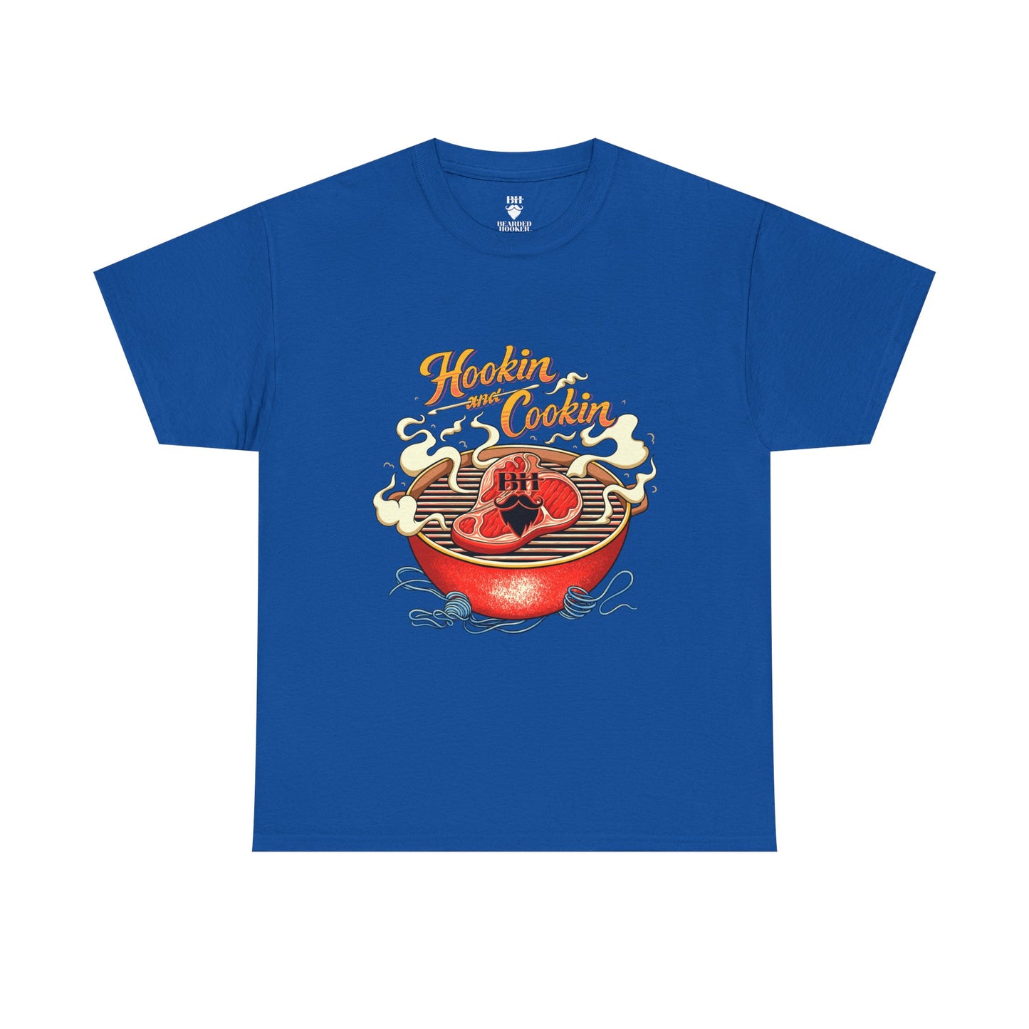 Grillmaster BBQ T‑Shirt — "Hookin' & Cookin'" Vintage Barbecue Graphic Tee