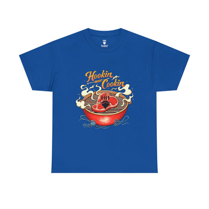 Grillmaster BBQ T‑Shirt — "Hookin' & Cookin'" Vintage Barbecue Graphic Tee