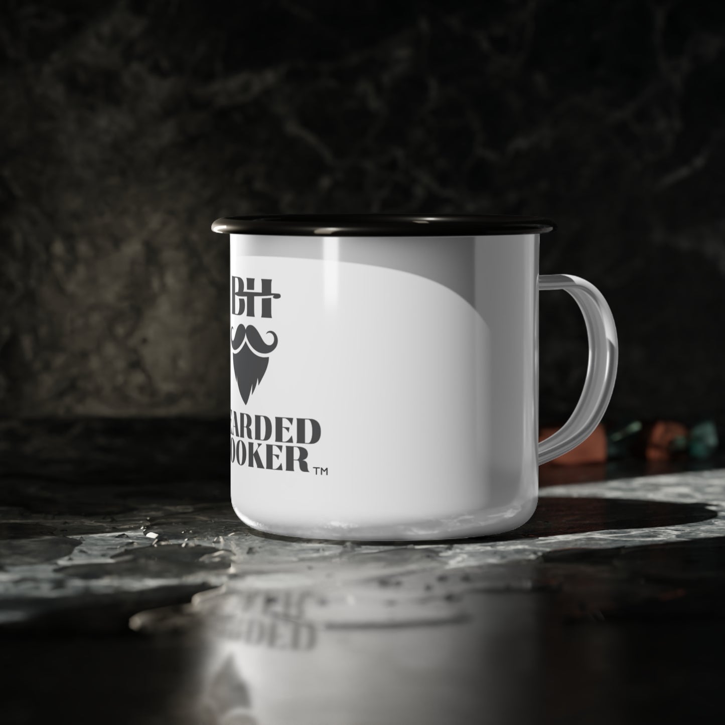 Enamel Camp Cup — 'Bearded Hooker' Logo Camping Mug