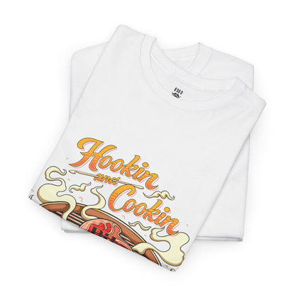 Grillmaster BBQ T‑Shirt — "Hookin' & Cookin'" Vintage Barbecue Graphic Tee