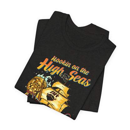 Hookin' on the High Seas T-Shirt — Retro Pirate Ship & Kraken Fishing Tee